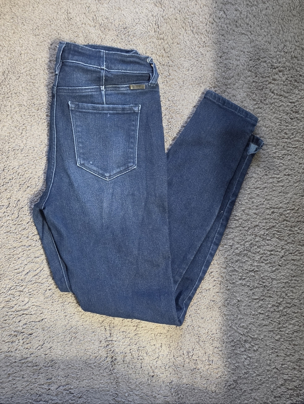 KanCan Women's Skinny Stretch Jeans in Dark Blue, Split Hem
